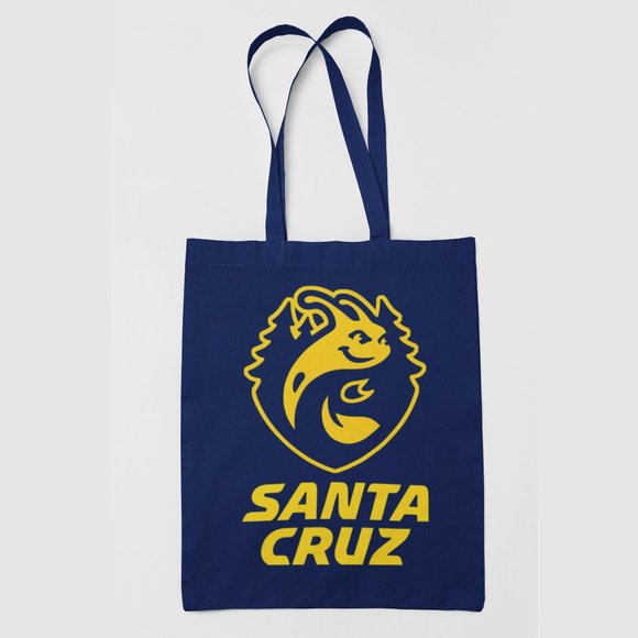 NEW UC Santa Cruz Banana Slugs Mascot Wordmark Canvas Medium Tote Bag NAVY - Picture 1 of 2
